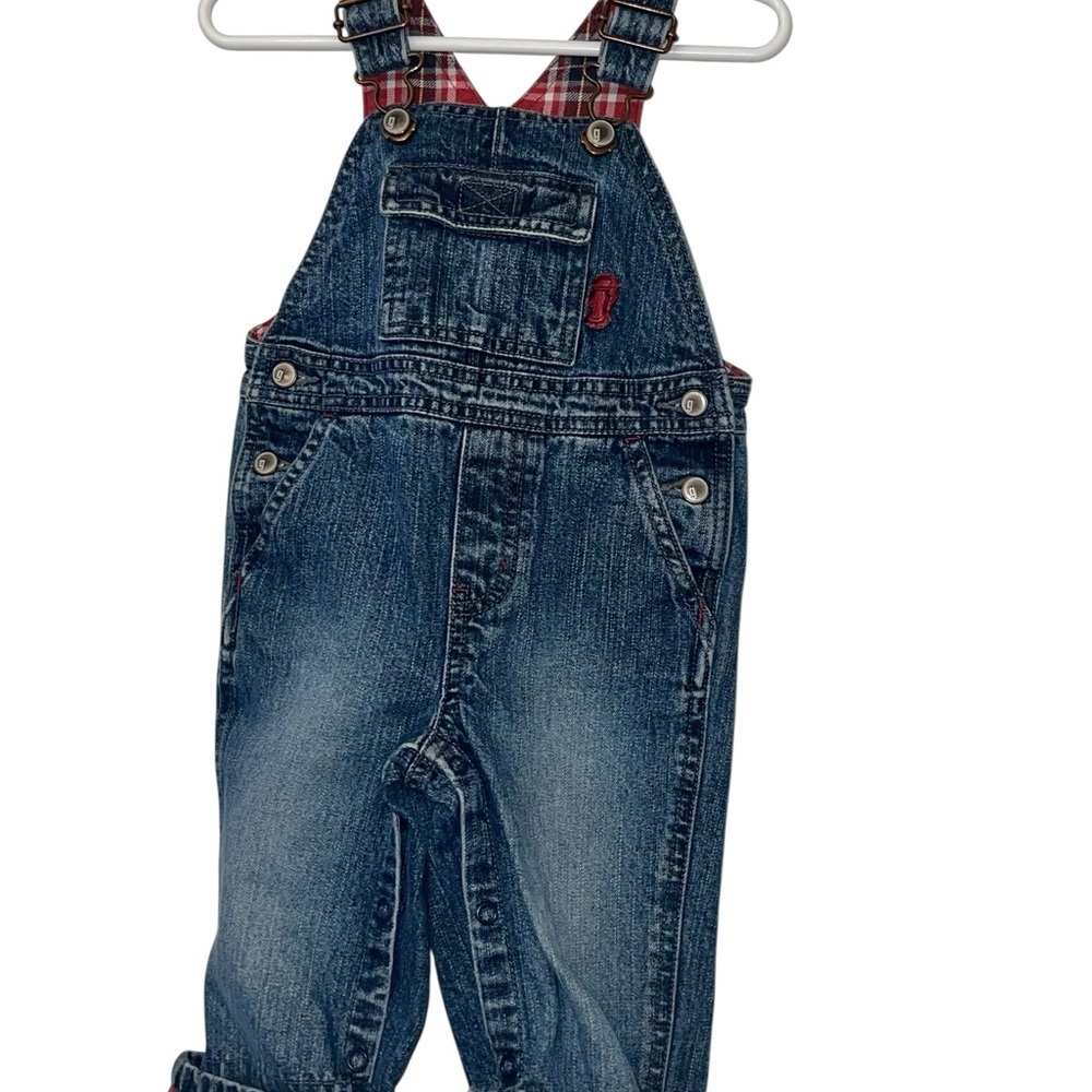 Vtg Gymboree Blue Denim Overalls Adjustable Straps fire chief 6-12m
